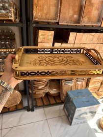 تصویر سینی چوبی طرحدار بهار 