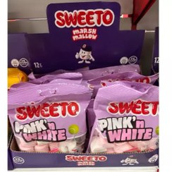 تصویر مارشمالو سویتو Sweeto مدل Marshmallow pink White با طرح سفید و صورتی 12عددی 