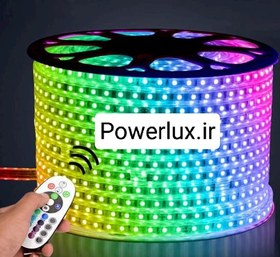 تصویر ریسه شلنگی RGB(۱۶رنگ ریموتی)SMDپاورلوکس-گارانتی - ۱۰متر 