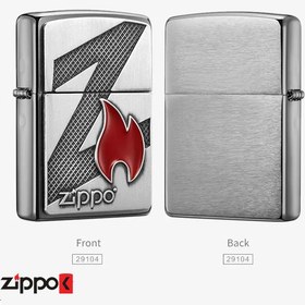 تصویر فندک اورجینال بنزینی زیپو مدل Zippo Zippo Flame Brushed Chrome