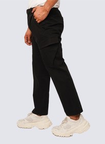 تصویر شلوار کمر راست مردانه با چندین جیب در رنگ مشکی تیره برند jack & jones Men's Multi-Pocket Straight Leg Cargo Pants in Very Black