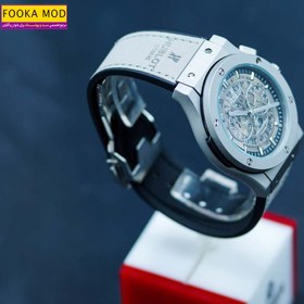 تصویر ساعت مردانه هابلوت اسکلتون طوسی - HUBLOT 