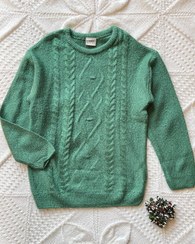 تصویر بلوز بافت سبز lc waikiki کش سان - یقه گرد - بافت زنجیری روی سینه