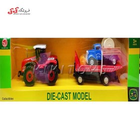 تصویر ماکت فلزی تراکتور با یدک کش DIE Cast Model 