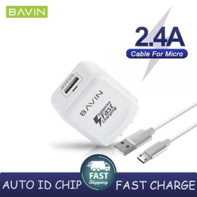 تصویر شارژر دیواری سریع و کابل تایپ سی باوین Bavin PC635Y Type-C Charger 