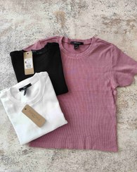 تصویر تیشرت کبریتی زنانه و دخترانه - سفید سایز S 