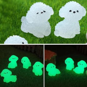 تصویر مجسمه شب تاب مدل سگ سفید 