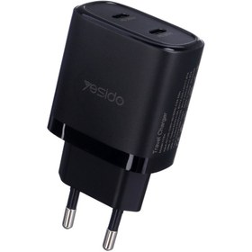 تصویر شارژر دیواری فست شارژ Yesido YC50 2Port 3A QC3.0 PD 20W + کابل تبدیل تایپ سی 