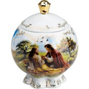 تصویر قندان چینی طرح آدم و حوا با لب‌طلا برند باواریا 