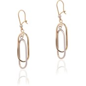 تصویر گوشواره طلا کالکشن دو رنگ طرح بیضی 