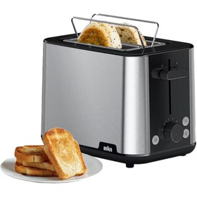 تصویر توستر نان براون مدل BRAUN HT1510BK Braun 2-slot Stainless Steel PurShine Toaster HT1510 Black