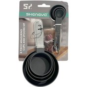 تصویر پیمانه و قاشق دسته استیل شنگیا 