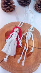 تصویر آویز عروسک مکرومه زوج هالووینی - طوسی 