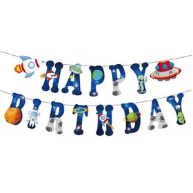 تصویر ریسه تولد مدل Happy Birthday طرح فضانورد کد 18 