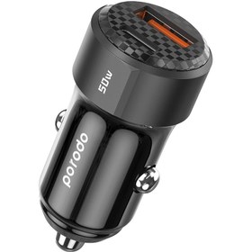 تصویر شارژر فندکی porodo 50W dual port car charger PD 20W QC 30W 