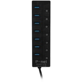 تصویر هاب 7 پورت USB 3.0 پی نت مدل P-219 P-net P-219 7-Port USB3.0 Hub