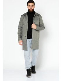 تصویر کت شلواری مردانه، رنگ زیتونی برند selected Men Solid Trench Coat Jackets, Olive