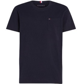 تصویر تی‌شرت مردانه با یقه گرد و جیب وصله‌ای - از کتان خالص، آبی برند Tommy Hilfiger Men's Crew Neck Patch Pocket T-Shirt - Pure cotton, Blue