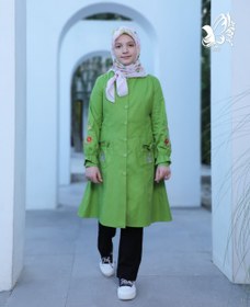 تصویر مانتو کتان پروانه - صورتی / 4 