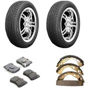 تصویر دو حلقه لاستیک بارز R13 165/65 + لنت جلو و عقب پراید عظام 