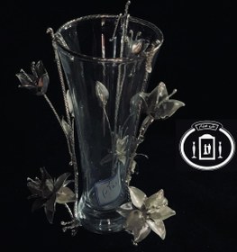 تصویر گلدان کریستال نقره مدل گل رز ممتاز عیار 84 استاندارد Silver vase 84% purity