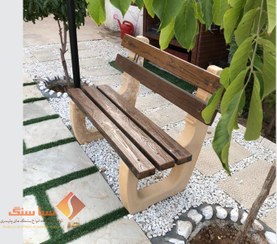 تصویر نیمکت بتنی پارکی و باغی تکیه گاه دار 