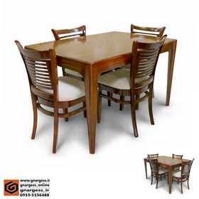 تصویر قیمت میز ناهارخوری گلرویا چوبی 4 نفره سبک کم جا با صندلی آمریکایی 