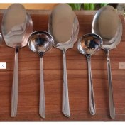 تصویر کفگیر و ملاقه بزرگ یونیک استیل آهنربا نگیر مدل دنا، ماینز، ناخنی 