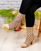 تصویر نیم بوت زنانه گوچی مدل ۵۲۹ رنگ کرم پاشنه بلند 