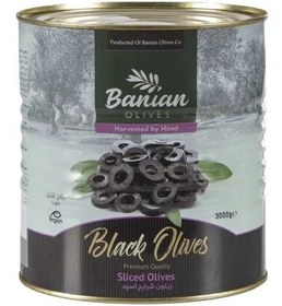 تصویر زیتون سیاه اسلایس بانیان ۳ کیلویی sliced olive black 3 kg