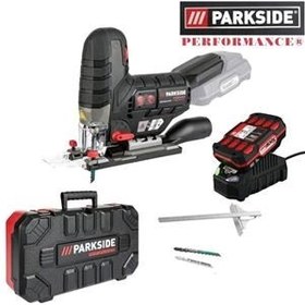 تصویر اره عمود بر شارژی پارکساید مدل PSSPA20.LI.C3 با دو باتری ۲۰ ولت براشلس 