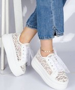 تصویر کتانی توری لژ 7 سانتی سفید 