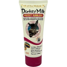 تصویر کرم ضد آفتاب شیر الاغ spf 90 رنگ صورتی حجم ۱۳۰ میل Cream donkey milk