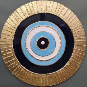 تصویر تابلو چشم نظر سه تکه،رزین و ورق طلا،دست ساز 