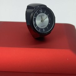 تصویر ساعت انگشتری - بدنه مشکی صفحه مشکی نقره آب 
