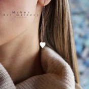 تصویر گوشواره نقره قلب زنجیر دار 