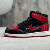 تصویر کتونی Air jordan1 high مشکی قرمز ورنی Air jordan1 high