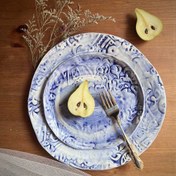 تصویر بشقاب و پیش‌دستی بیداه آبی 