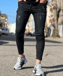 تصویر جین زغالی فول کش اسلپ پارچه خارجی Charcoal Denim Full Elastic Slap Outer Fabric