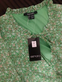 تصویر پیراهن زنانه حریر آستین دار سبز گل دار اسمارا اصل آلمان 