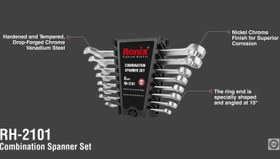 تصویر آچار تخت رونیکس مدل RH-2101 مجموعه 8 عددی Ronix RH-2101 8Pcs Combination Wrench Set