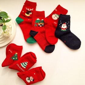 تصویر جوراب نیم ساق نوزادی_بچگانه کریسمسی قرمز 