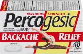 تصویر Percogesic Backache Relief Pain Reliever, Maximum Strength, 48 Safety Coated Tablets 