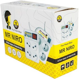 تصویر محافظ برق 4 خانه کلید بزرگ مستر نیرو ( Mr Niro ) با کابل 2.3 متری 10 آمپر 