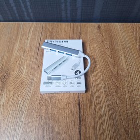 تصویر هاب USB ۴ پورت Type-C فلزی hub type c 4 port to usb