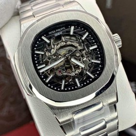 تصویر ساعت مردانه پتک فیلیپ اپن هارت کوکی سیلور مشکی Patek Philippe 