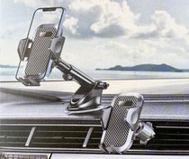 تصویر هولدر موبایل یونیورسال دوکاره | نصب روی شیشه، داشبورد و دریچه کولر ماشین 