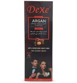 تصویر شامپو رنگ موی آرگان اسپیدی قهوه‌ای تیره ۴۲۰ میلی‌لیتر برند dexe Argan Speedy Hair Color Shampoo Dark Brown 420 ML