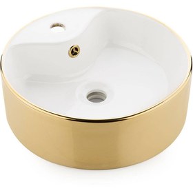 تصویر روشویی روکابینتی لنو سفید طلایی نوین سرام Leno Top Counter Basin