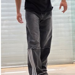 تصویر شلوار بگ زغال سنگی دوخط زیپ خورده 